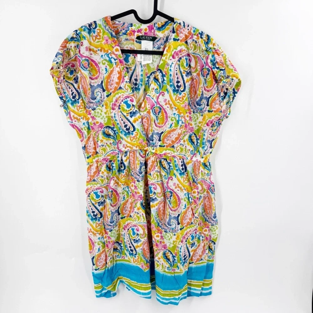 ✅ Ralph Lauren Size LARGE Womens Swimsuit‎ Cover Up Abstract Paisley Pattern